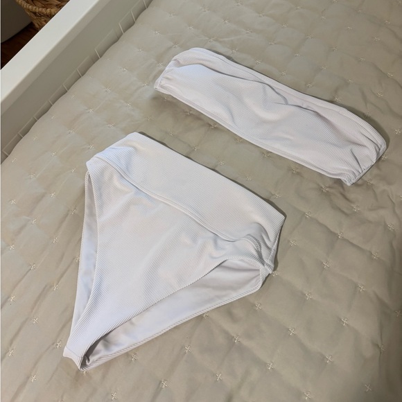 White Ribbed Bikini Set by Beach Riot - Picture 2 of 5